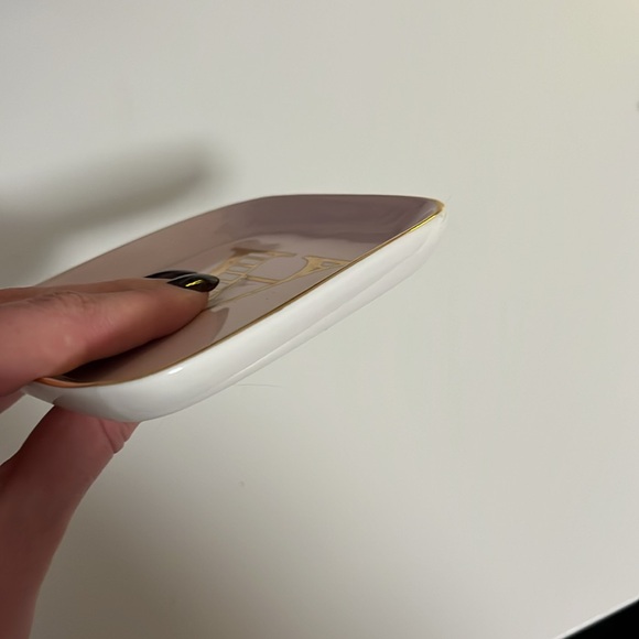 PINK AND GOLD LETTER A CERAMIC JEWELRY TRINKET DISH - Picture 5 of 6